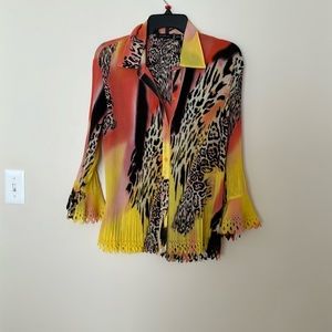 RARE FIND:  SIONI VINTAGE PSYCHEDELIC LEOPARD PRINT MESH BLOUSE